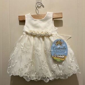 Cinderella Ivory Baby Dress with Floral Appliqué—6M